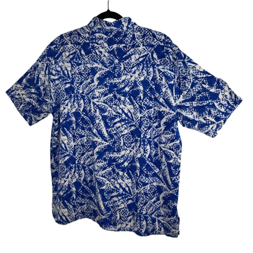 Island Republic Aloha Silk Button Shirt Hawaiian Shirt Blue Men's Size: Large‎ - Picture 9 of 9